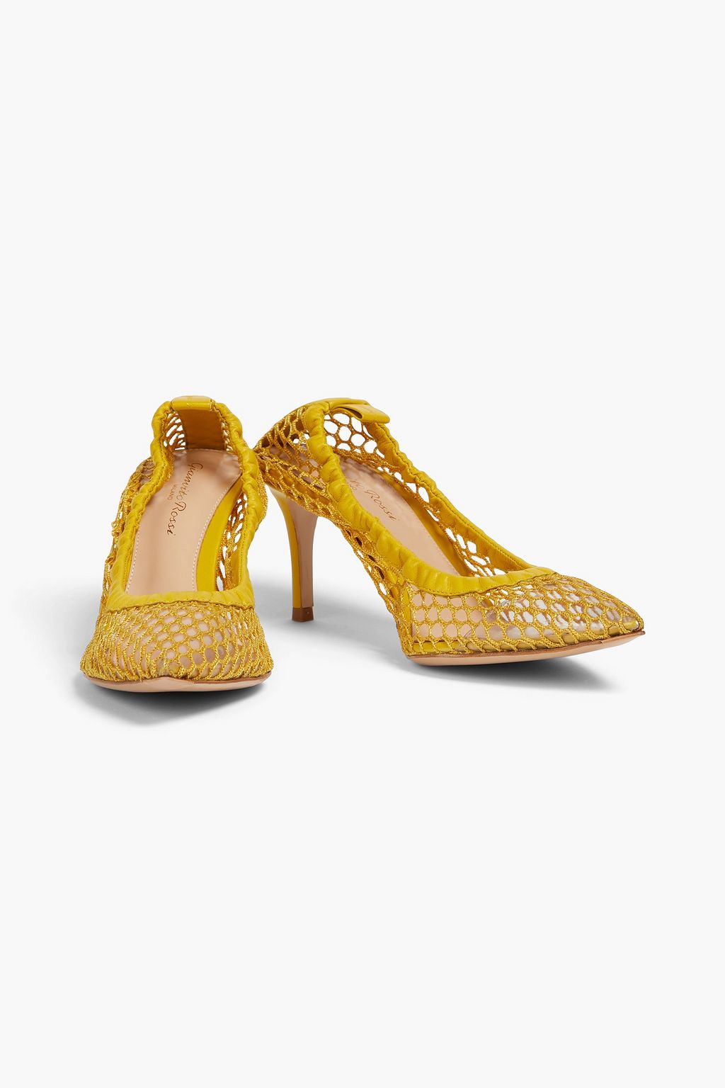 GIANVITO ROSSI Leather-trimmed fishnet pumps