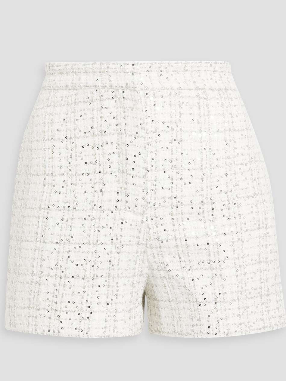 sequin-embellished metallic tweed shorts