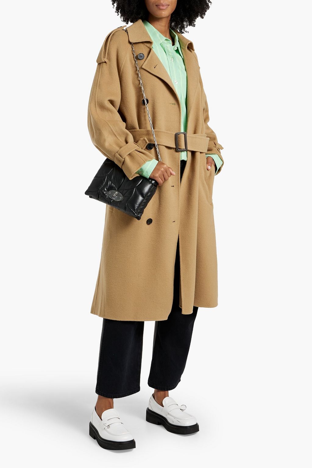 MAJE Wool-blend felt trench coat