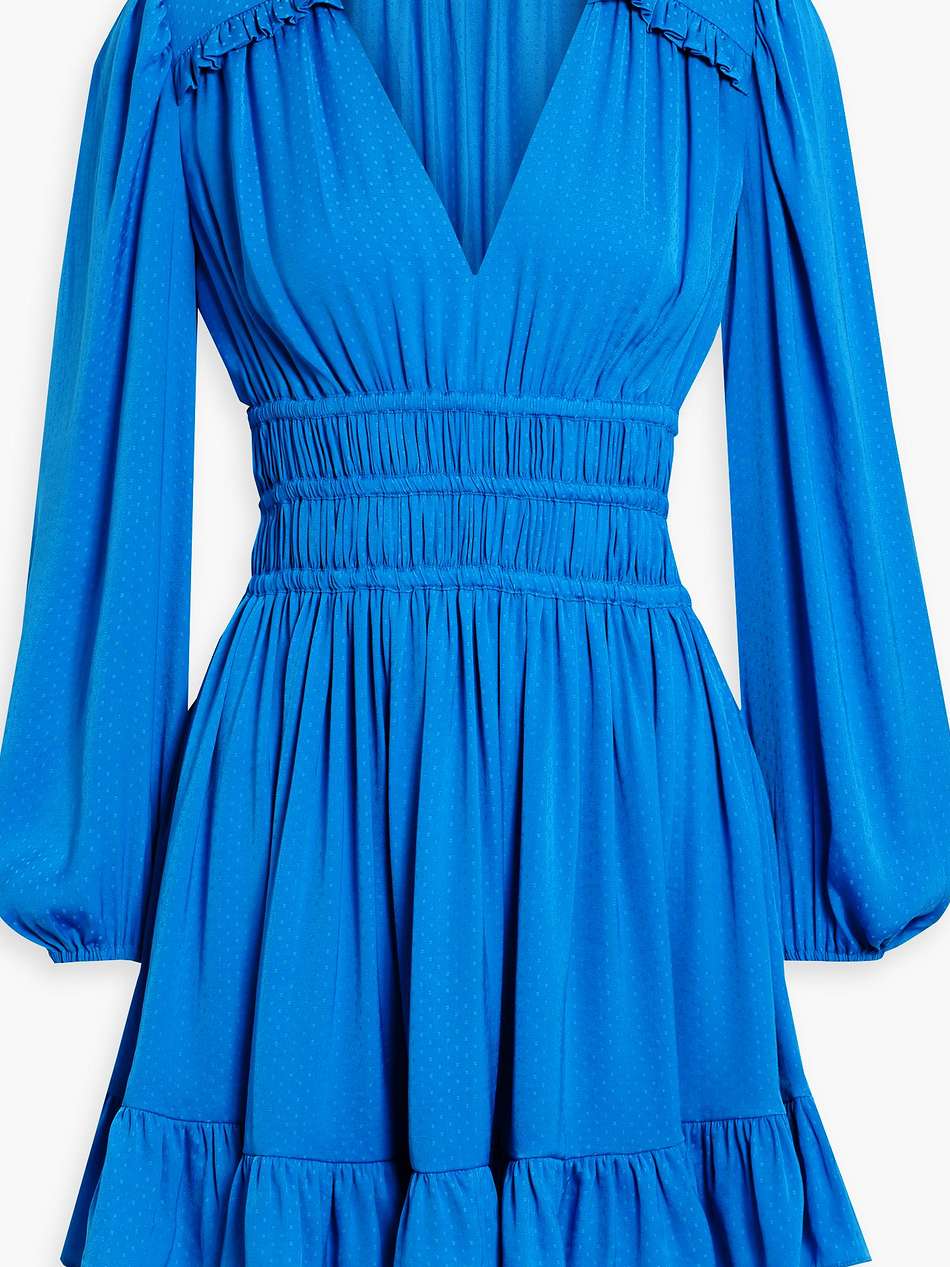 shirred satin-jacquard mini dress