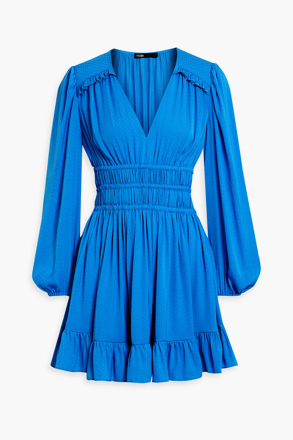 Maje Short Silky Dress In Blue