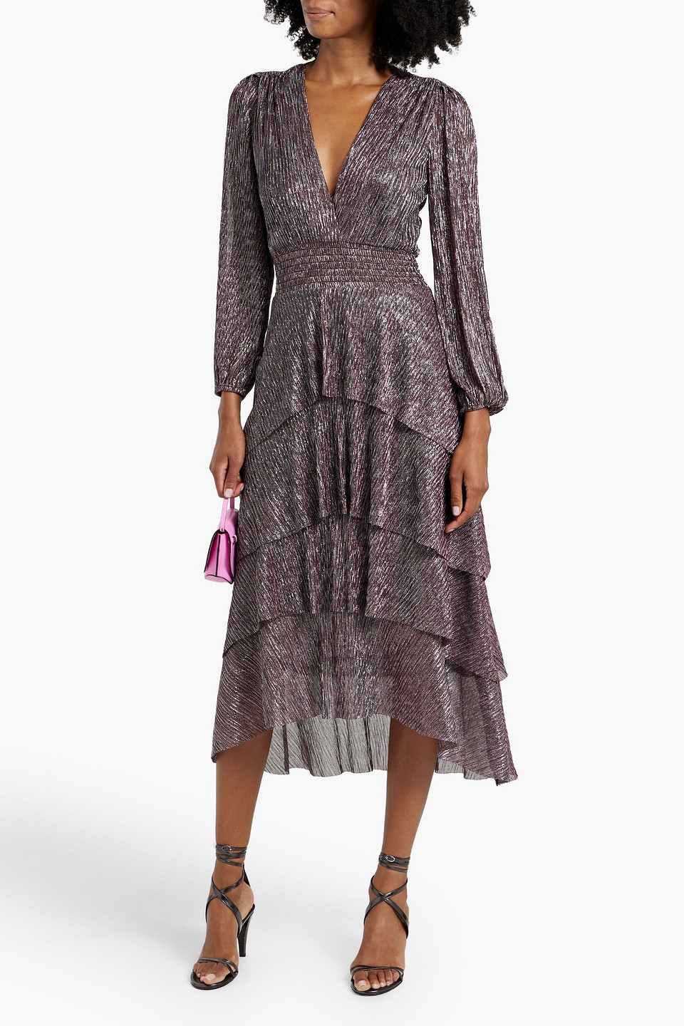 Metallic tulle midi dress online