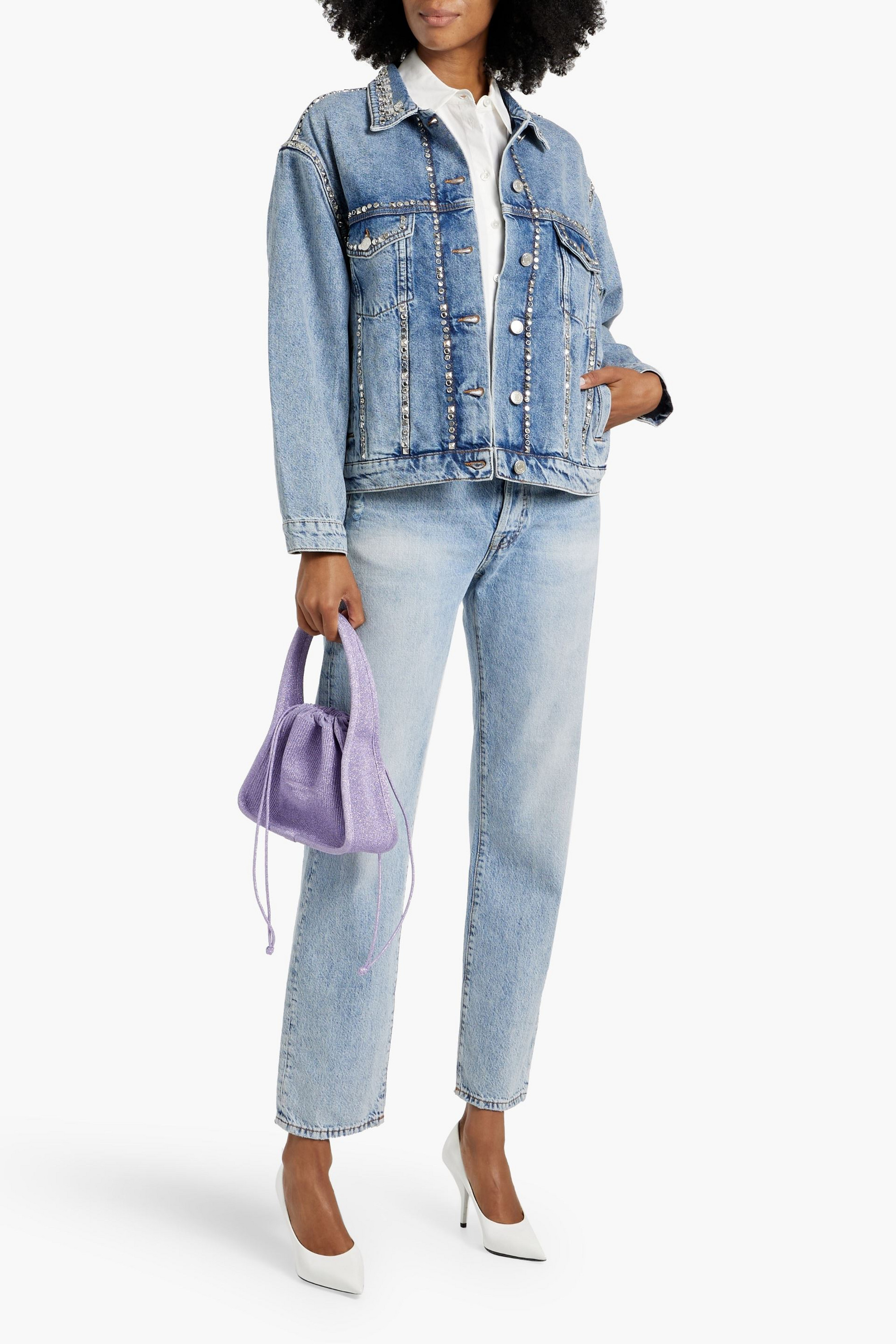 MAJE Embellished denim jacket