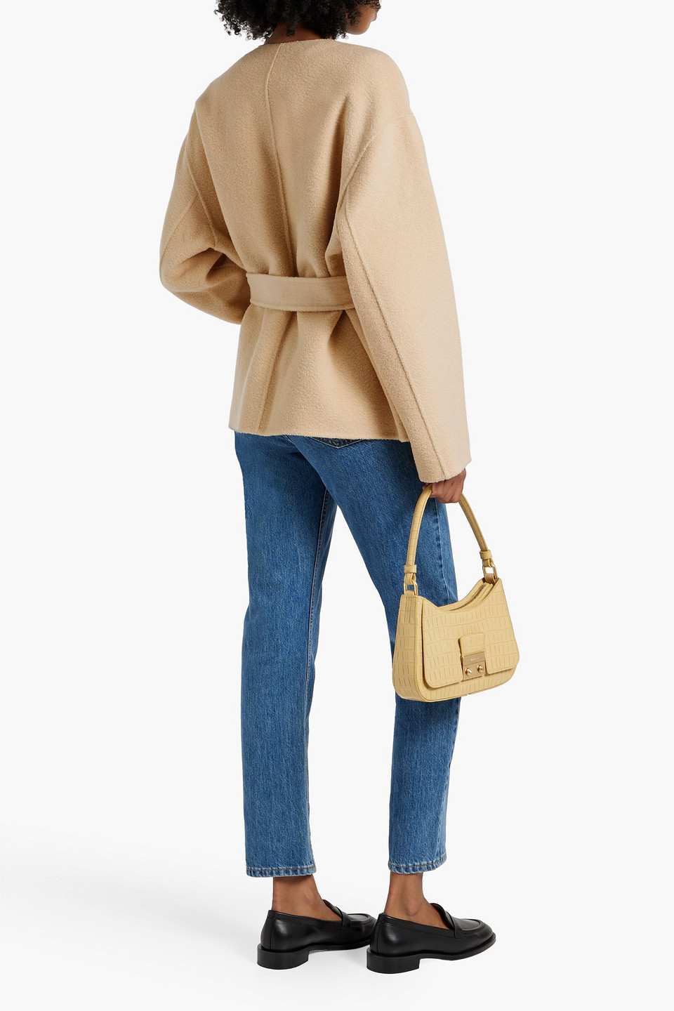 MAJE BELTED WOOL-BLEND FELT JACKET