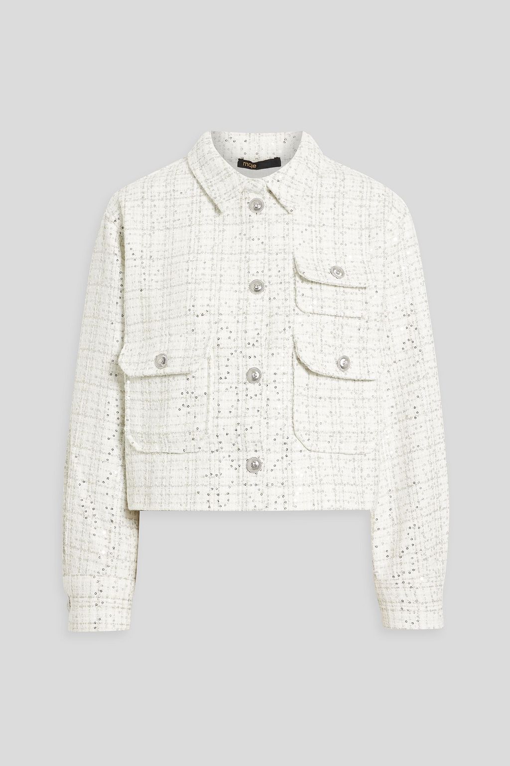 maje ツイードジャケット Short sequin tweed jacket Blue For Women | Maje