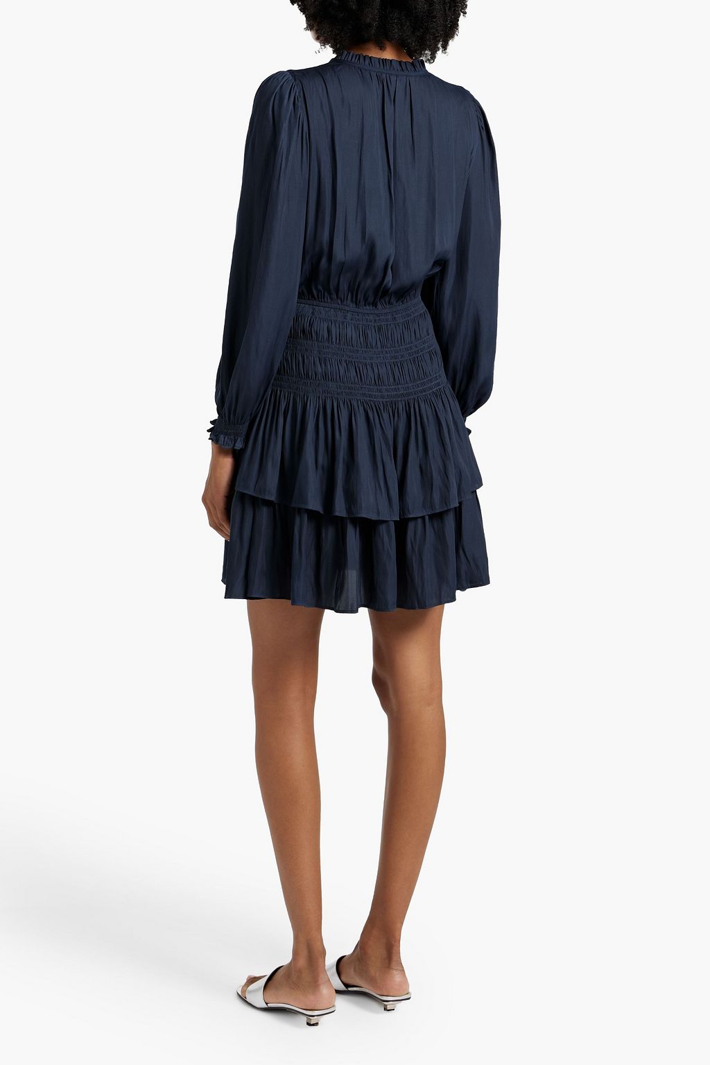MAJE Tiered crepe de chine mini dress