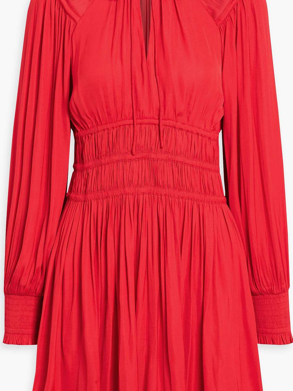 shirred satin mini dress