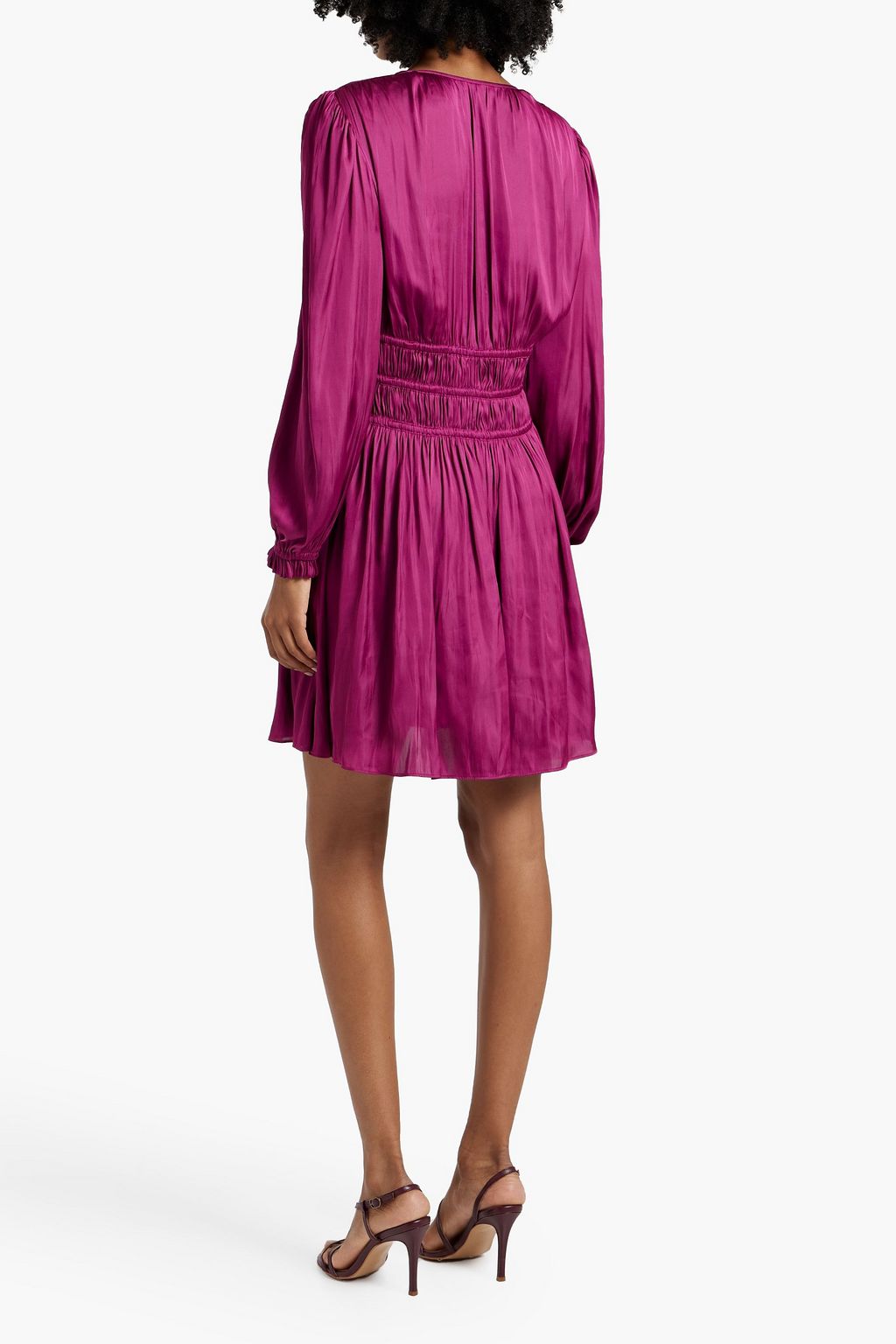 MAJE Shirred satin mini dress