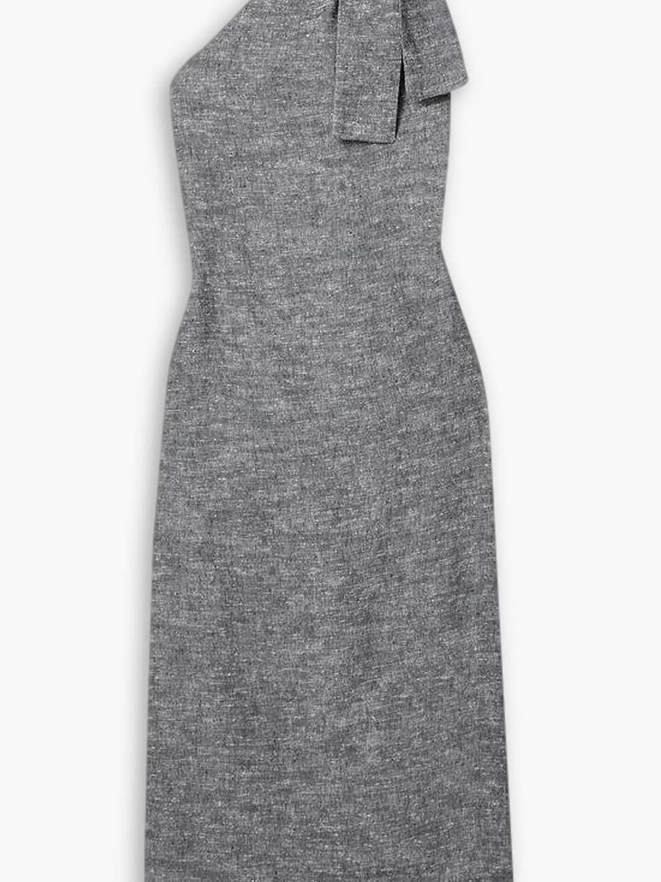 one-shoulder woven maxi dress