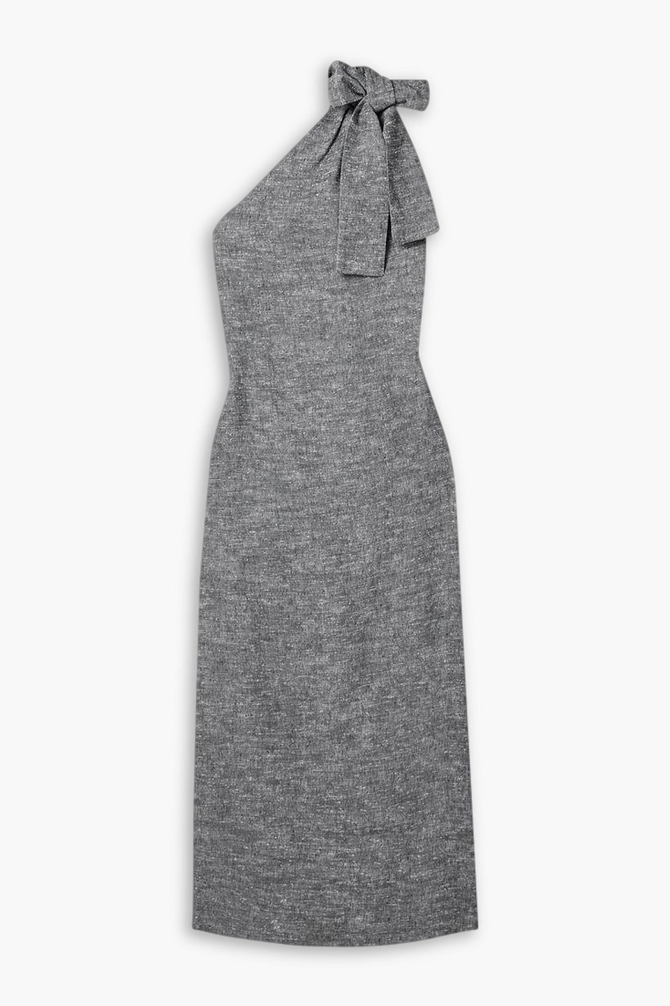 Lisa Marie Fernandez One-shoulder Woven Maxi Dress In Gray