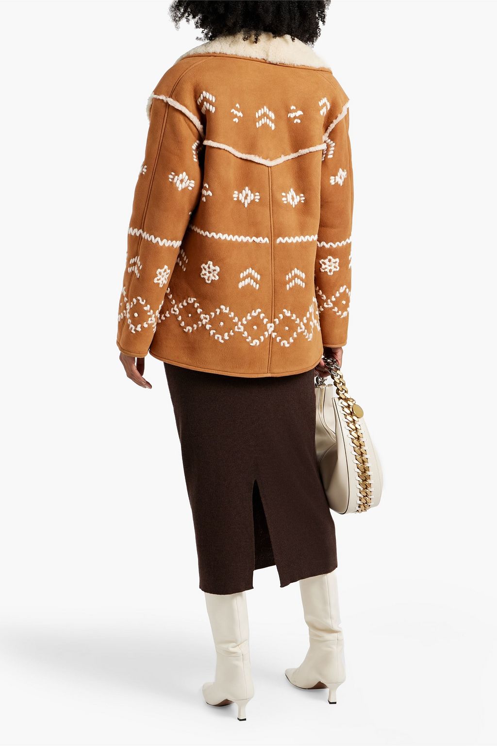 MAJE Embroidered shearling jacket