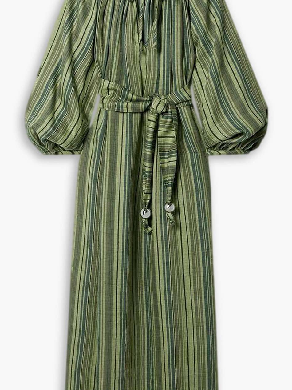 poet striped linen-blend maxi dress