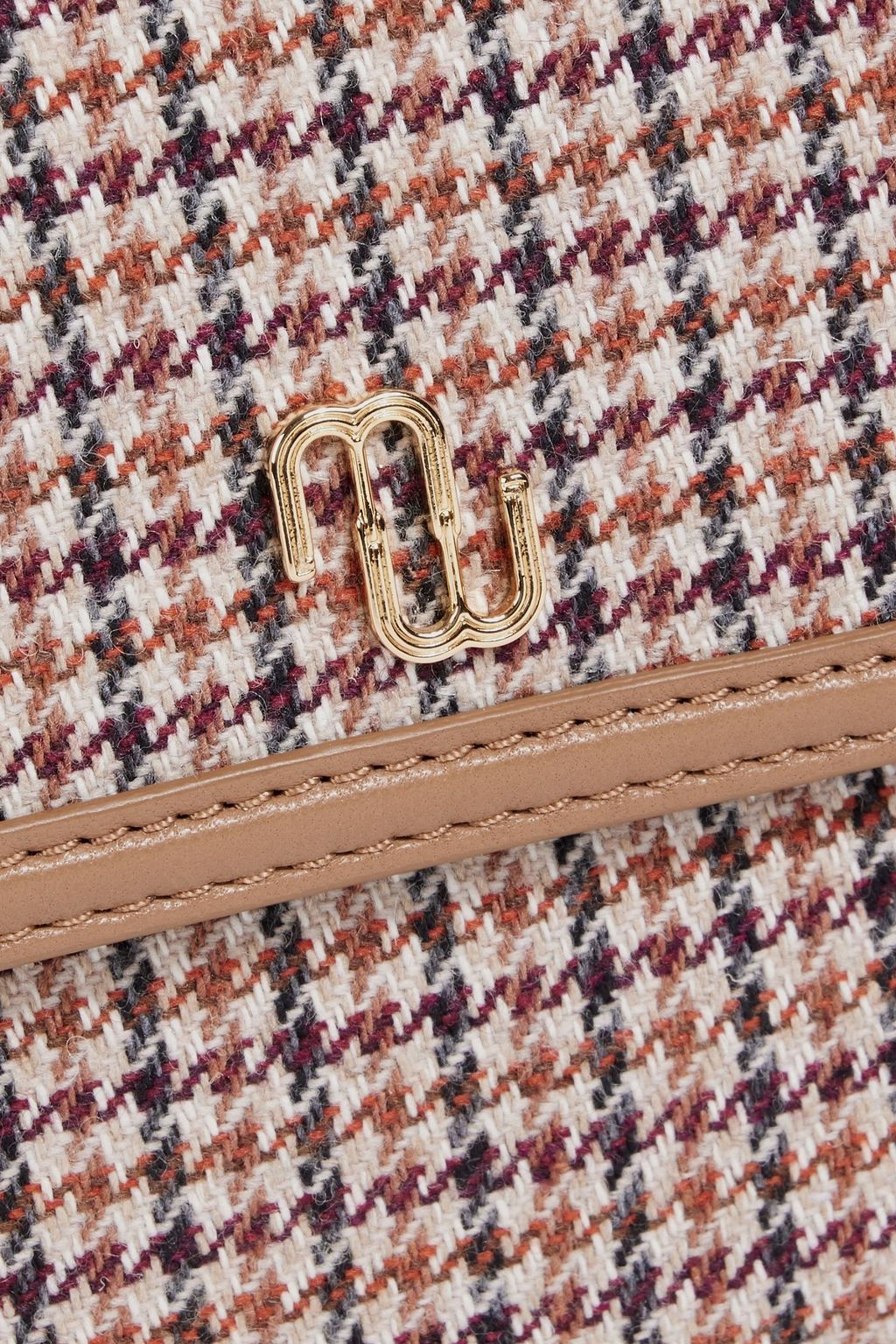 MAJE Houndstooth canvas and leather shoulder bag