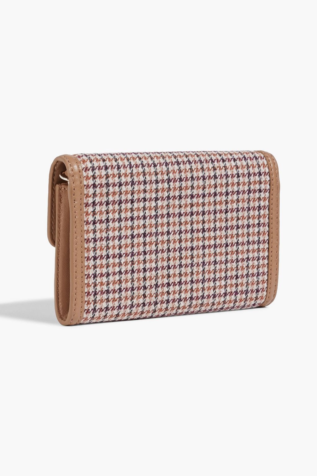 MAJE Houndstooth canvas and leather shoulder bag