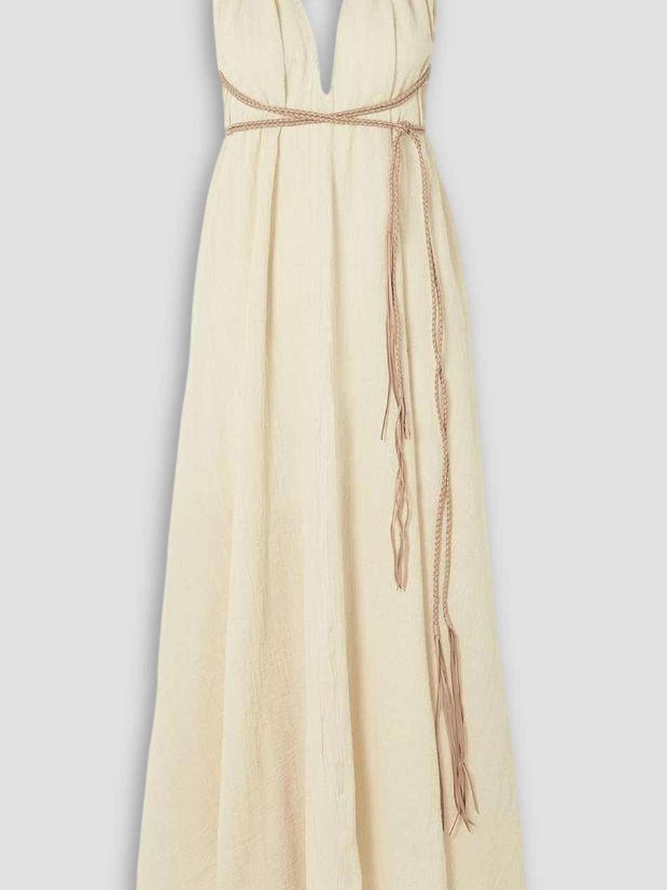 mahahual leather-trimmed cotton-gauze maxi dress