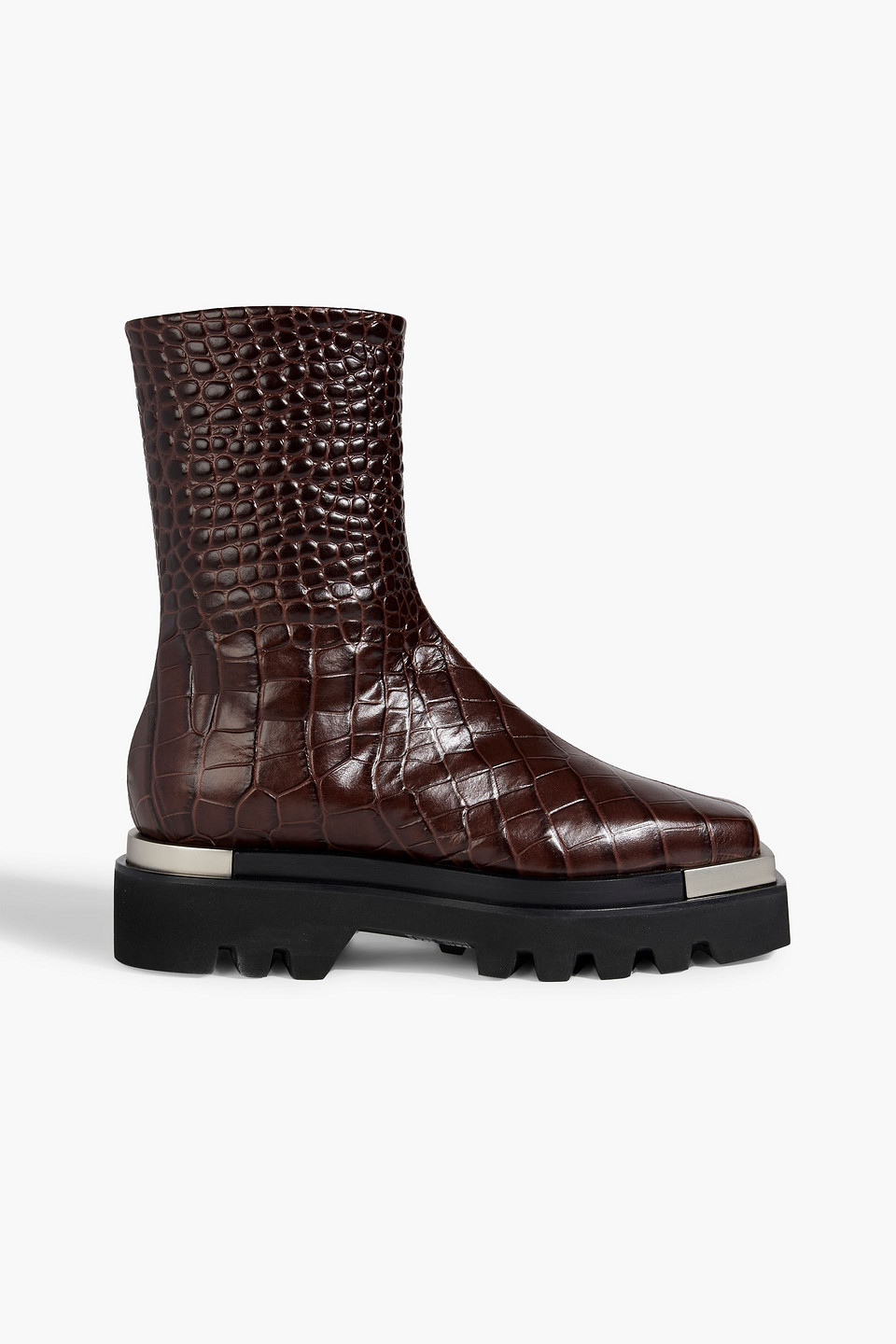 Peter Do Croc-effect Leather Ankle Boots In Brown