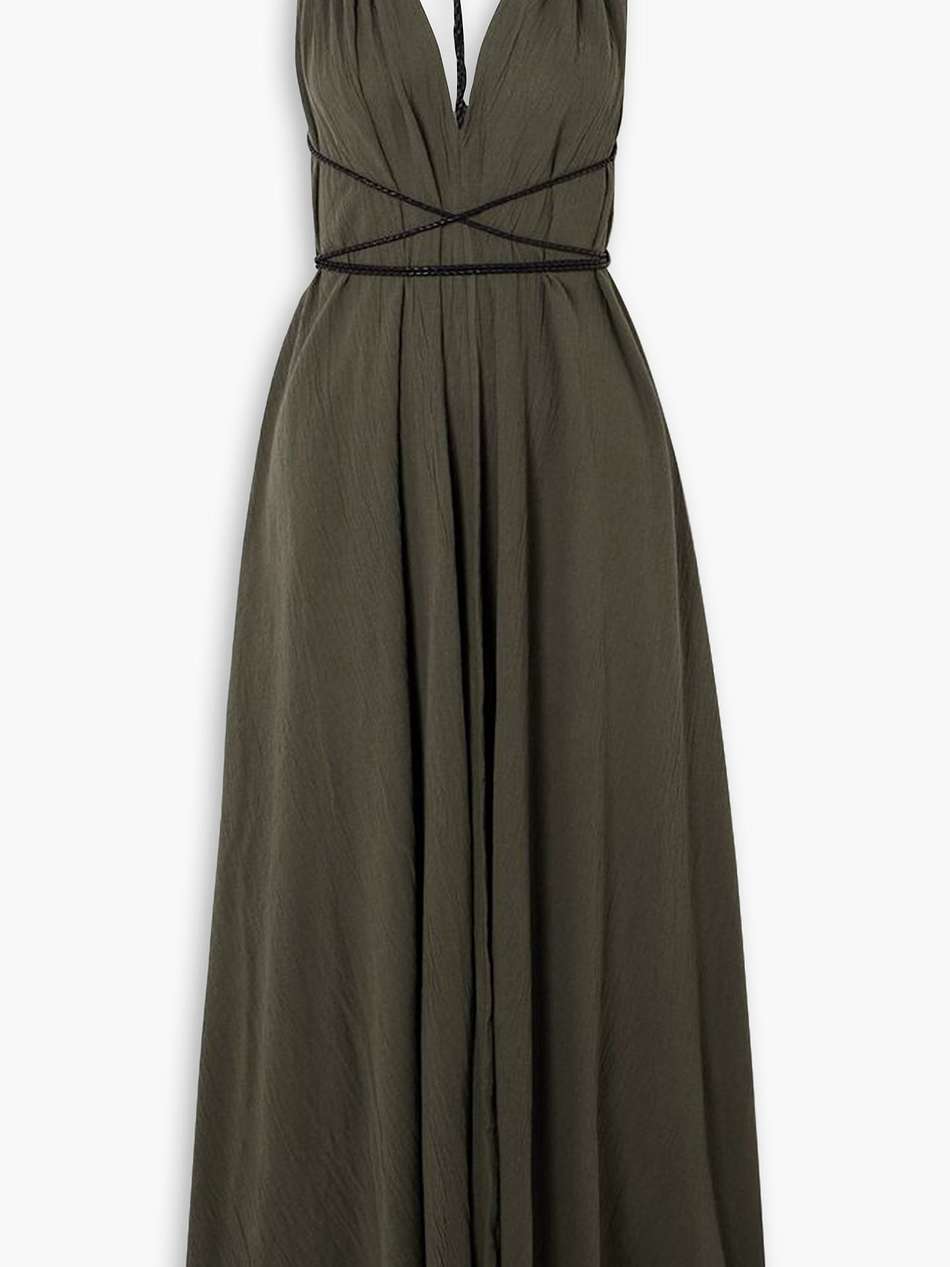 mahahual leather-trimmed cotton-gauze maxi dress