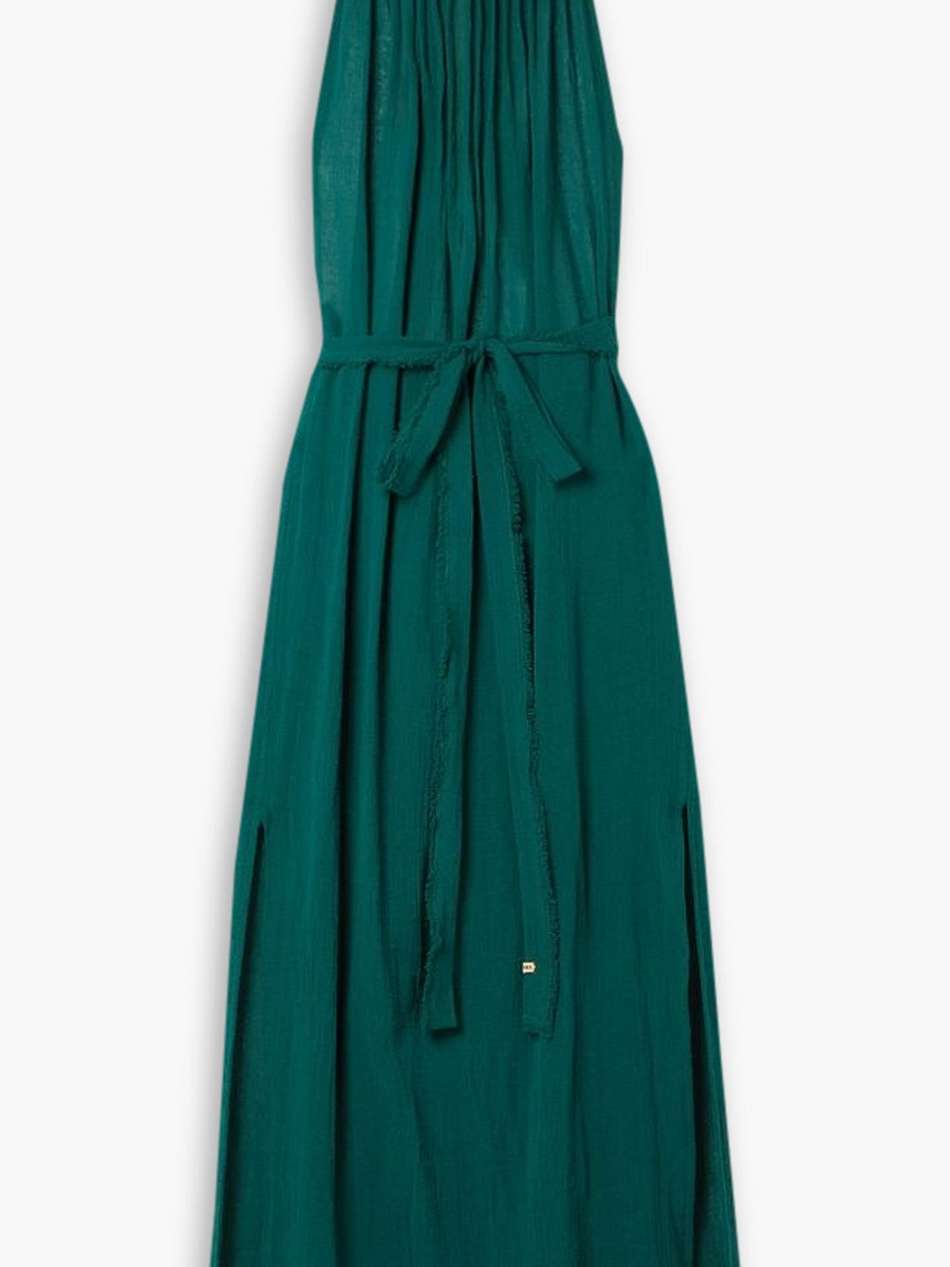 malki cotton-gauze halterneck midi dress