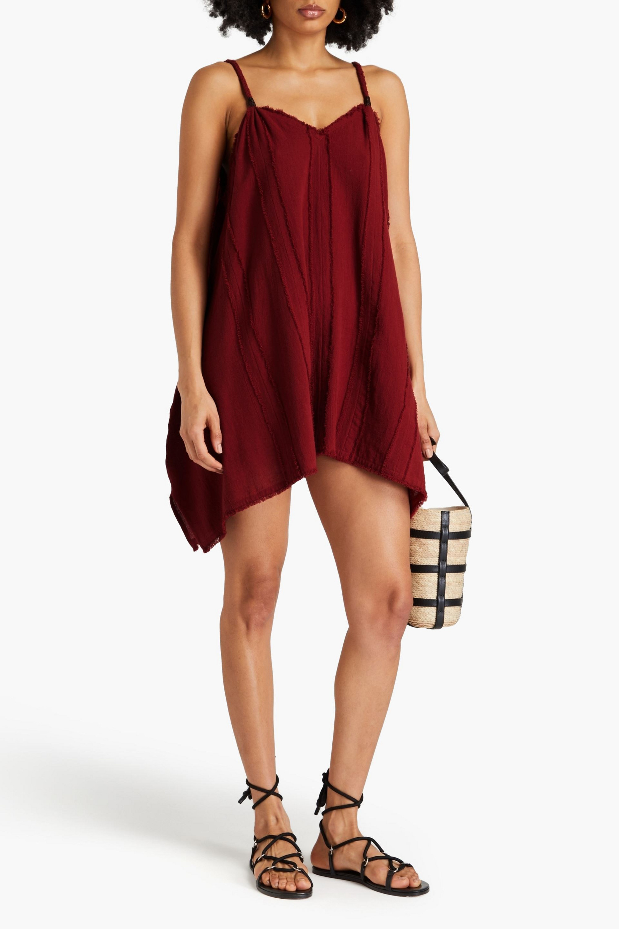 Caravana Chi frayed cotton-gauze mini dress