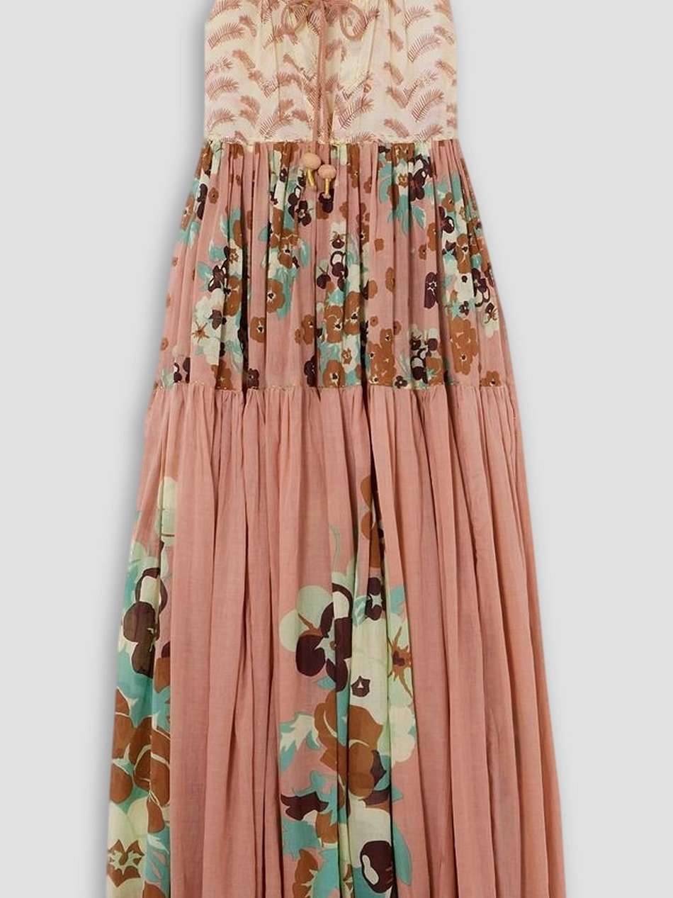 hippy tiered gathered printed cotton-voile maxi dress