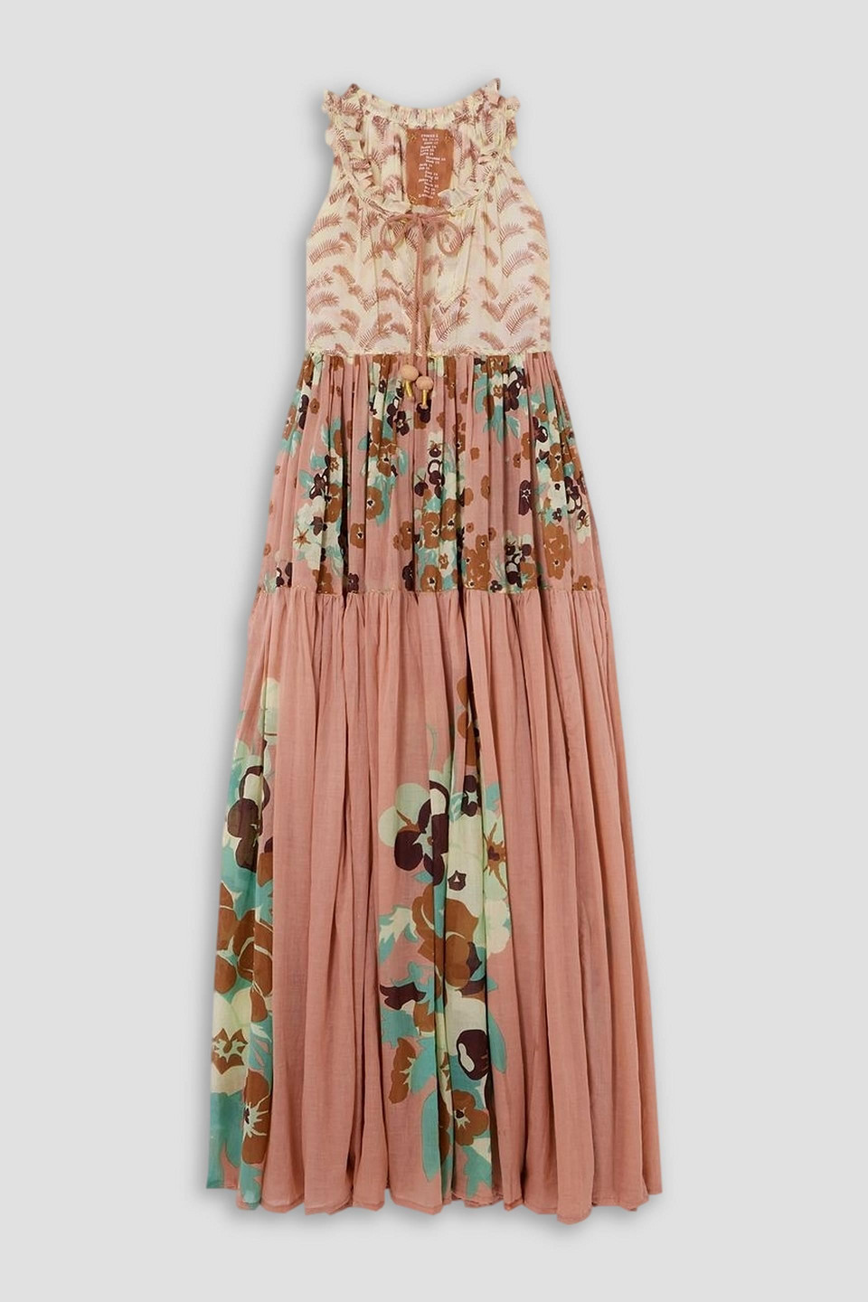 Yvonne S Hippy Tiered Gathered Printed Cotton-voile Maxi Dress In Cream