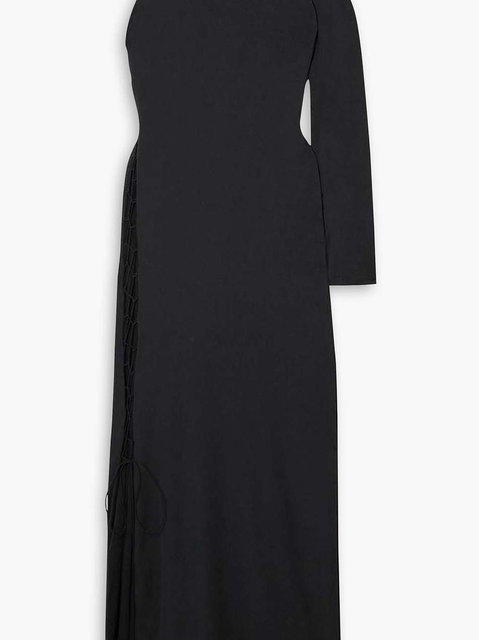 allegra one-sleeve tie-detailed stretch-jersey maxi dress