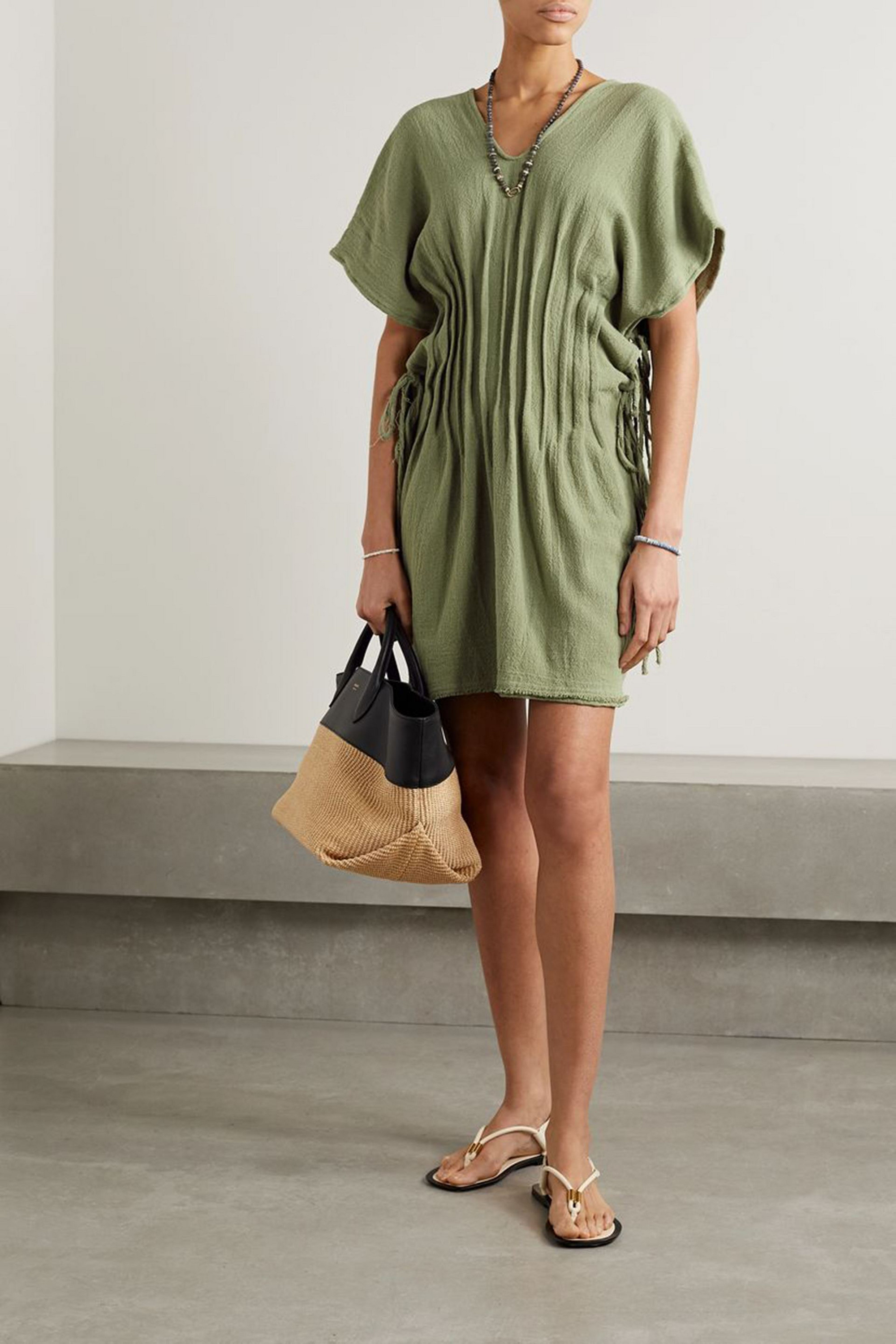 Caravana Naolin pintucked cotton-gauze mini dress