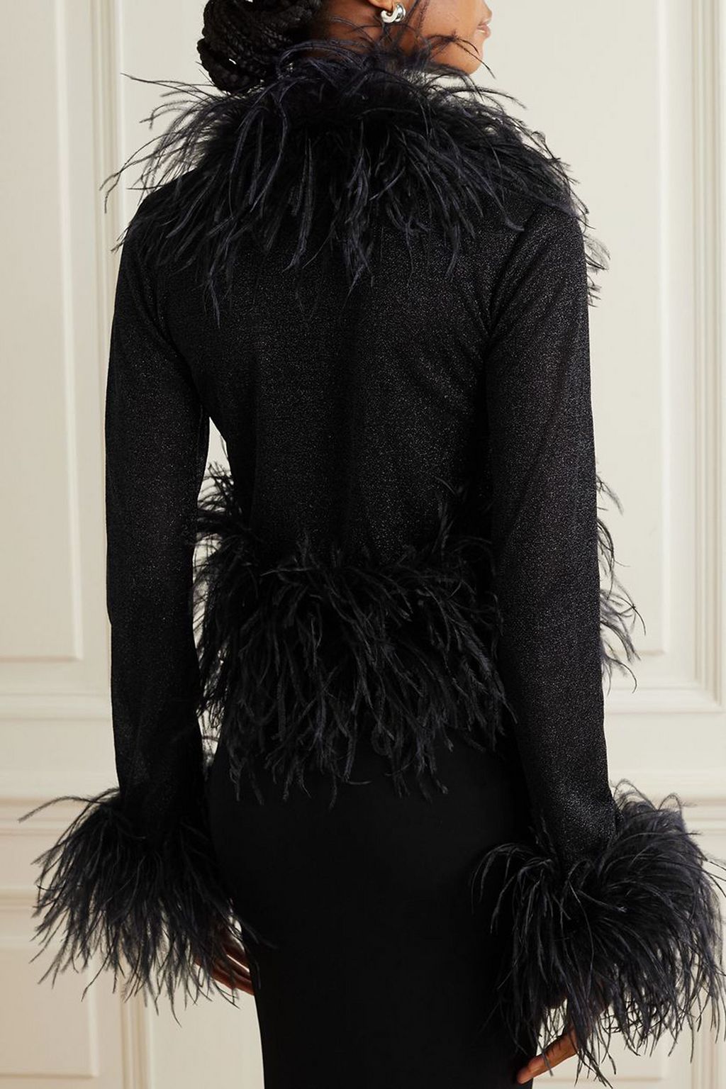 OSÉREE Lumiere feather-trimmed Lurex top