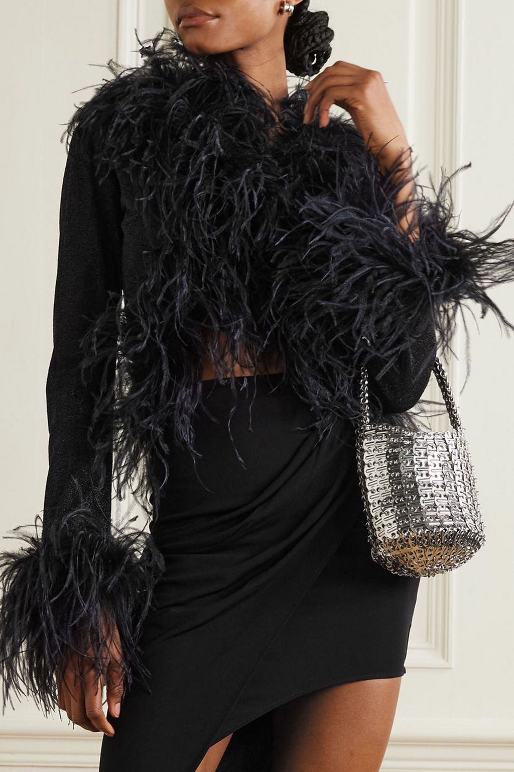 OSÉREE Lumiere feather-trimmed Lurex top