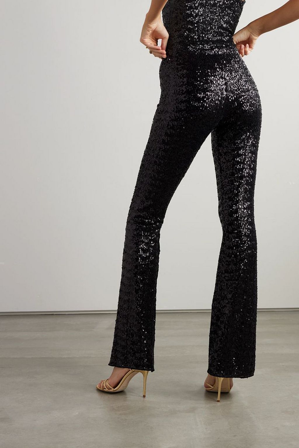 OSÉREE Sequined stretch-satin flared pants