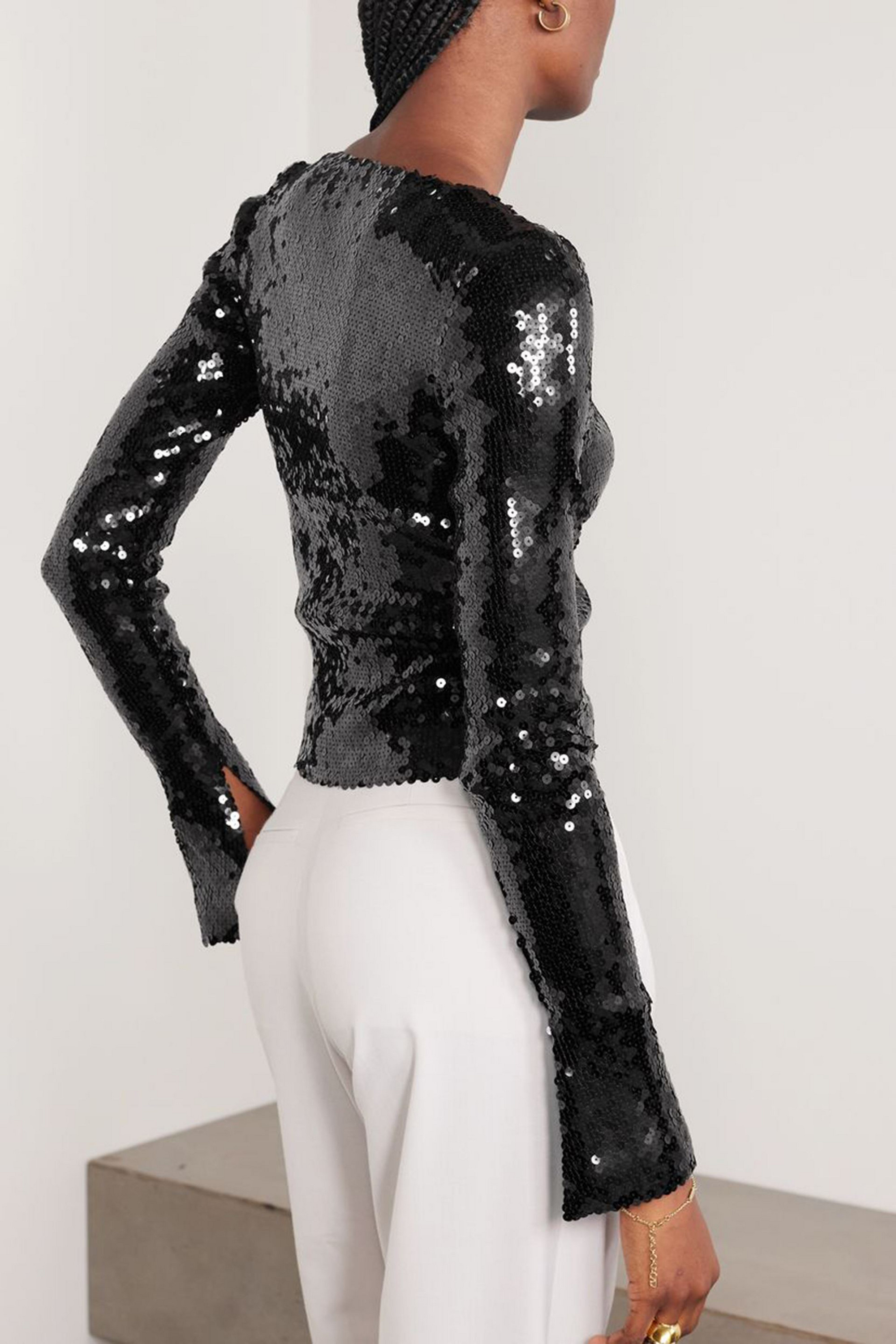 16Arlington Solaris cutout sequined stretch-tulle top thumbnail