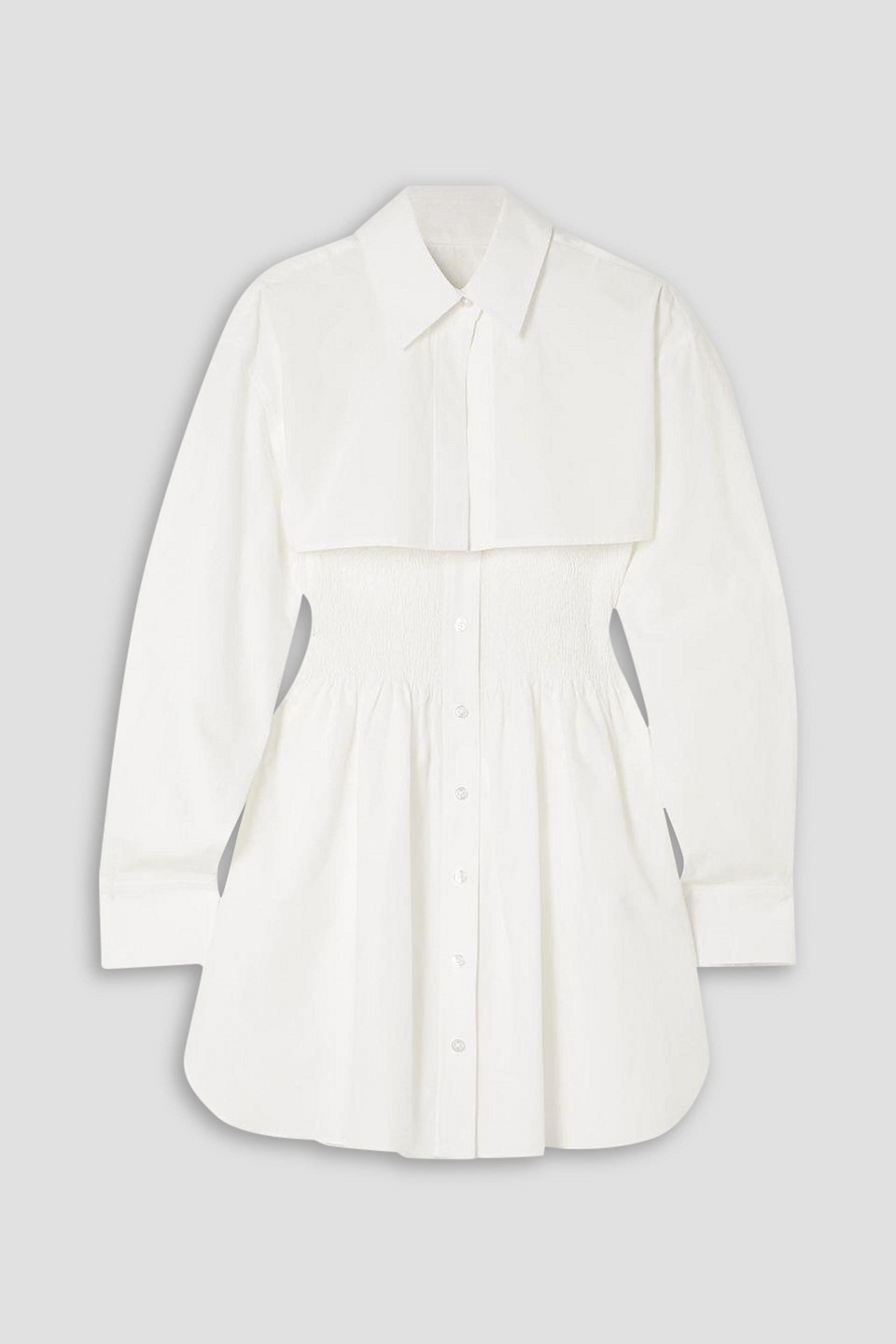 Alexander Wang T Alexanderwang.t Cotton Smocked Mini Shirt Dress In White