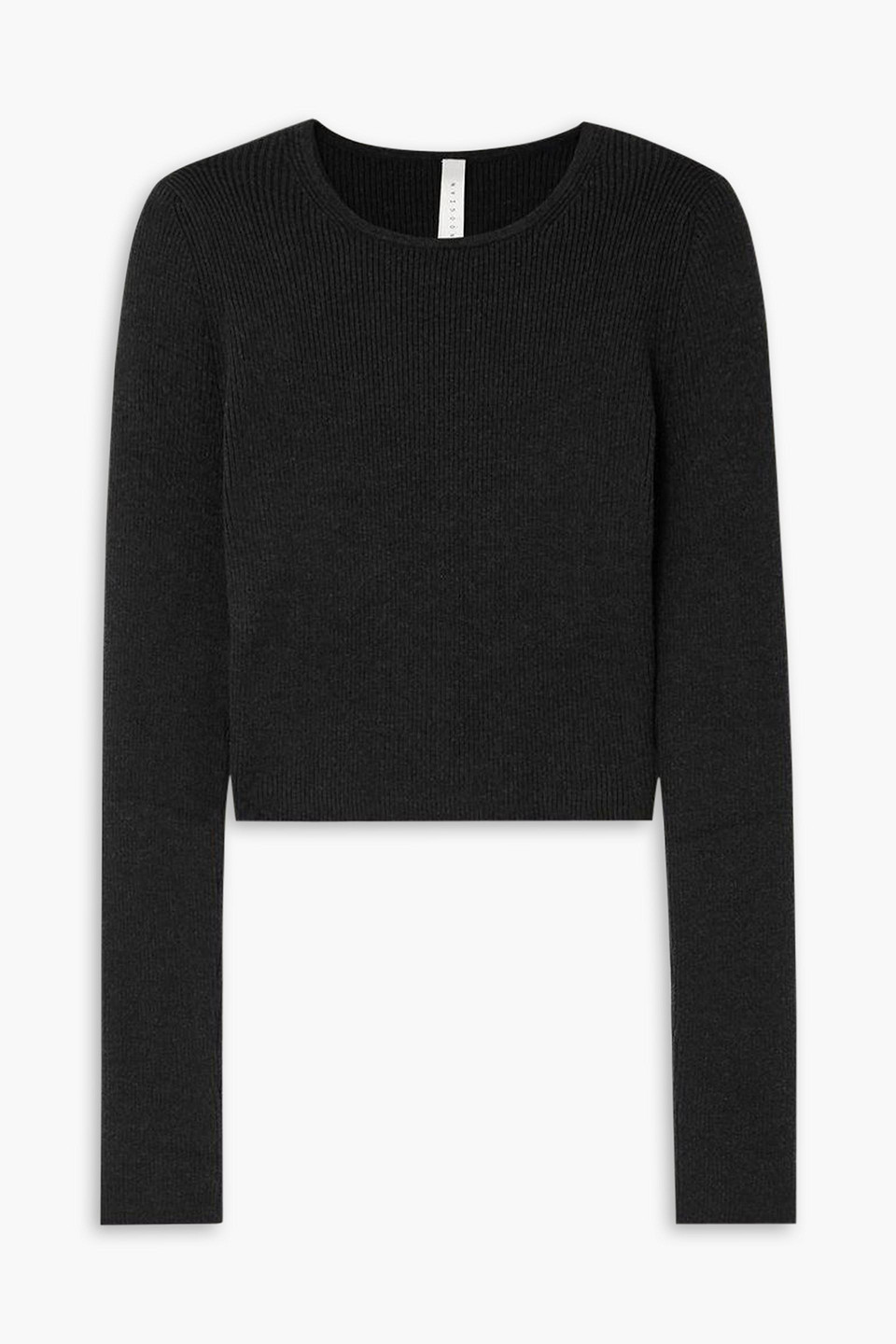 Lauren Manoogian Cropped Ribbed Stretch-pima Cotton Top In Charcoal
