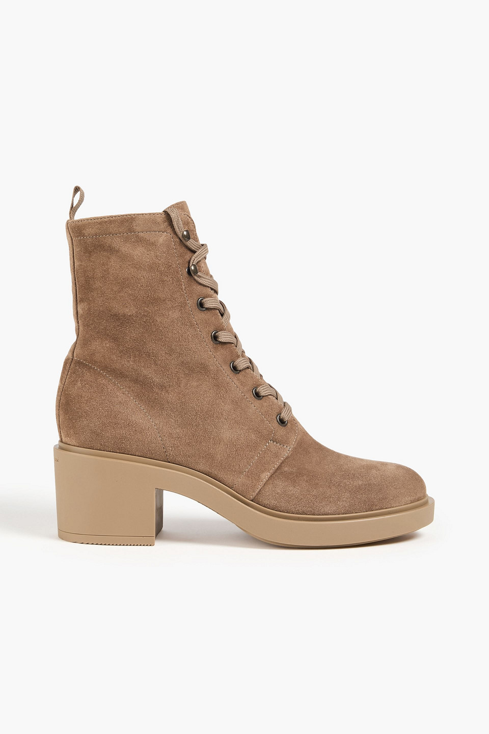 Gianvito Rossi Foster 45mm Suede Lace-up Boots In Camel