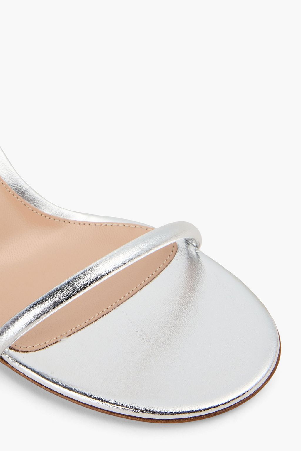 GIANVITO ROSSI 아르테시아 크리스털 장식 메탈릭 가죽 샌들