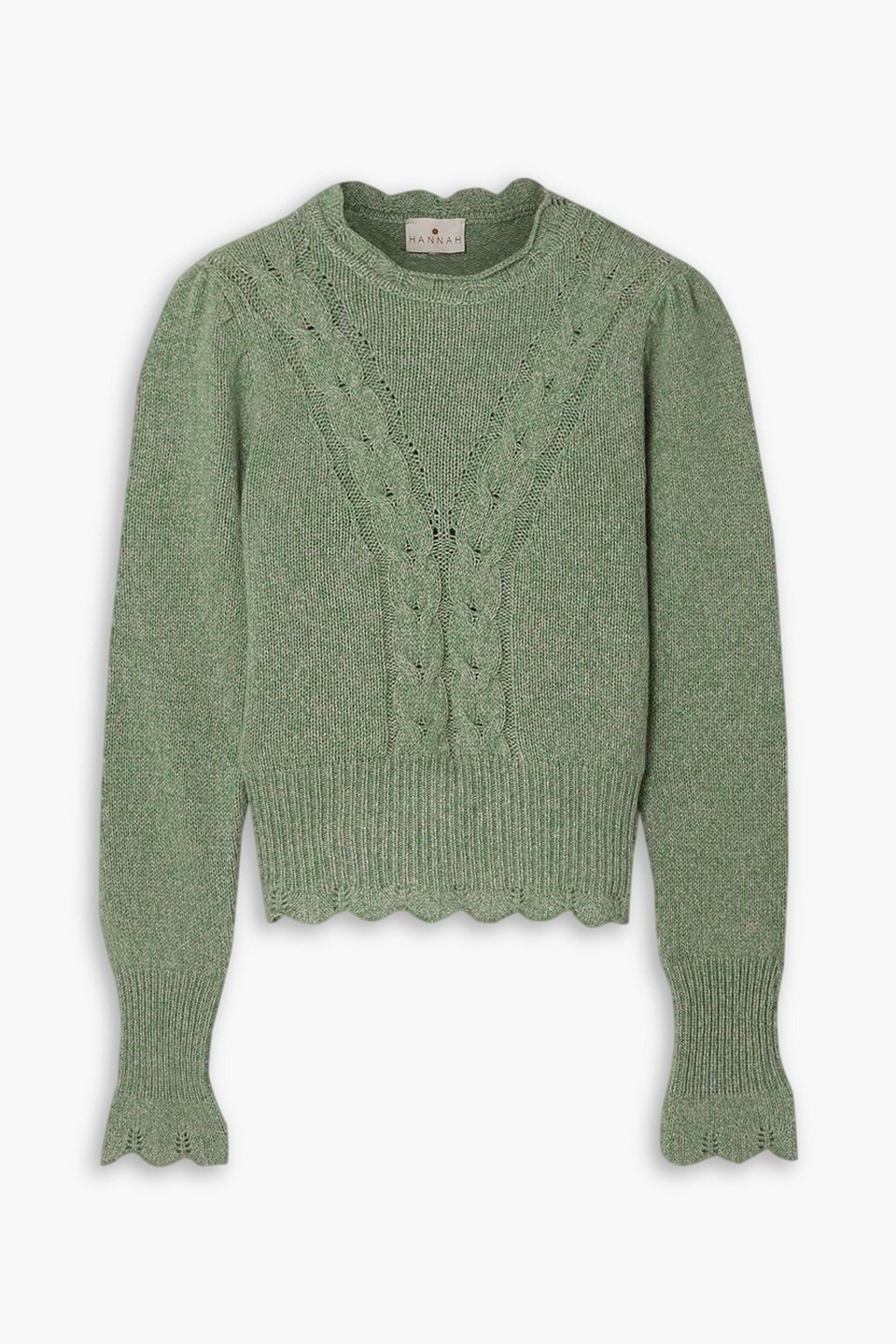 HANNAH HERITAGE CABLE-KNIT MERINO WOOL AND CASHMERE-BLEND SWEATER