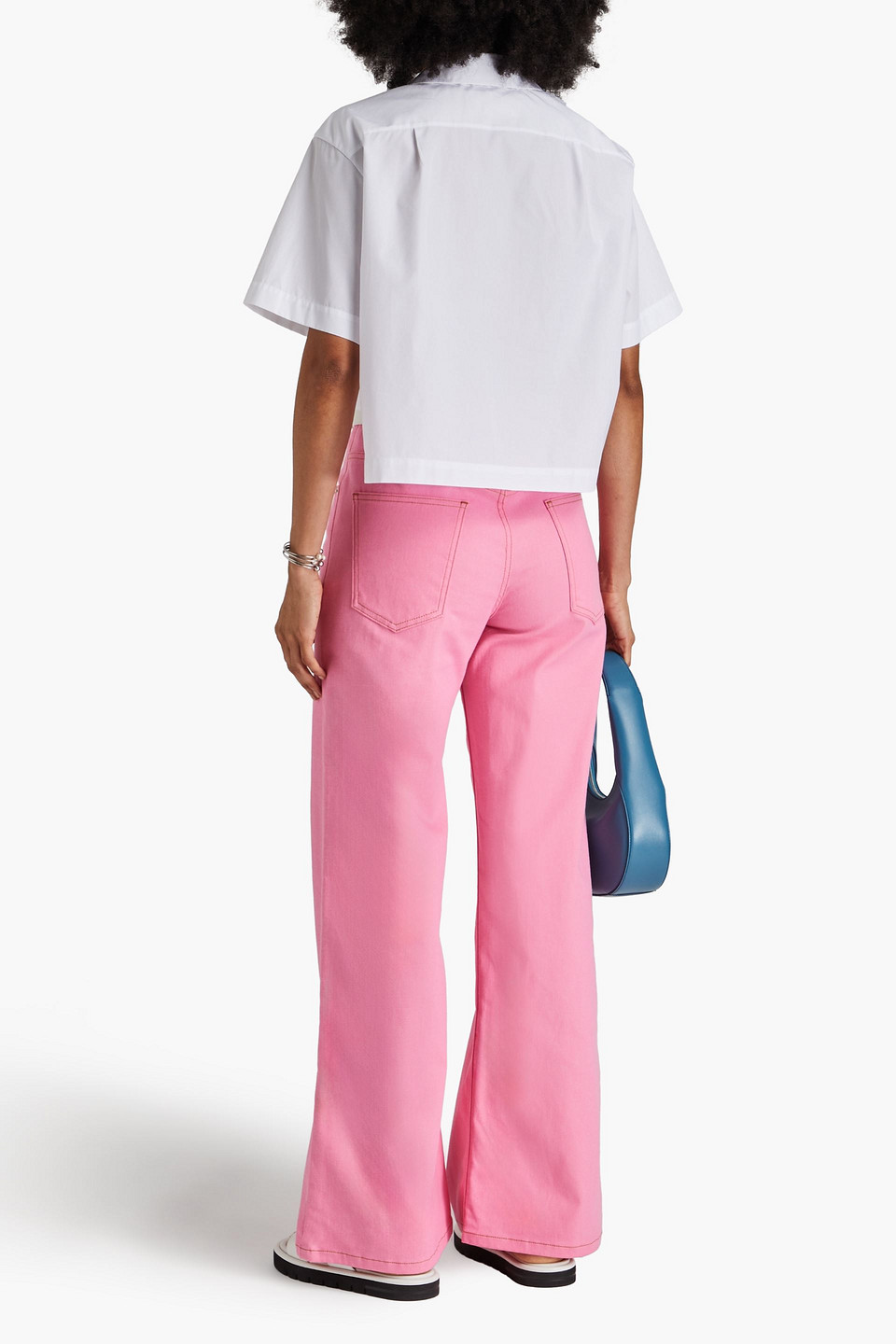 Marni Floral-patch Cropped Shirt In White