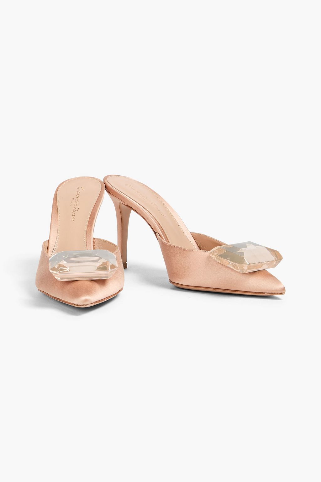 GIANVITO ROSSI 85 crystal-embellished satin mules