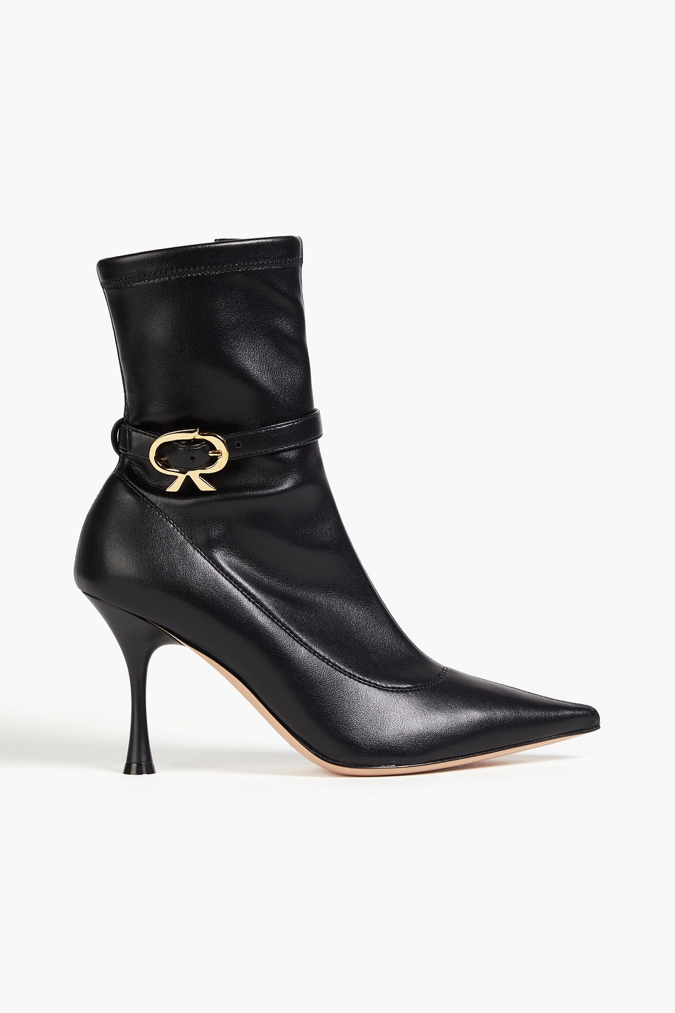 Gianvito Rossi Ascent Embellished Faux Leather Ankle Boots In Black