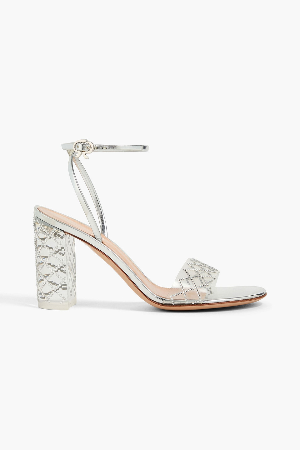 Gianvito Rossi Letha Crystal-embellished Pvc And Metallic Leather Sandals In White