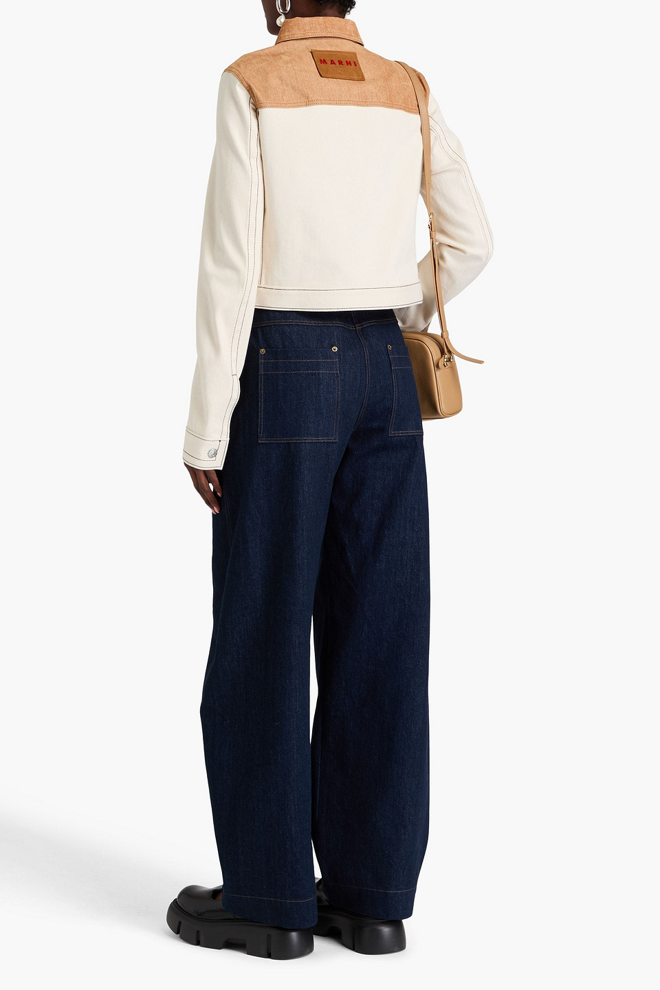 Marni Two-tone Cowboy Jacket In Beige