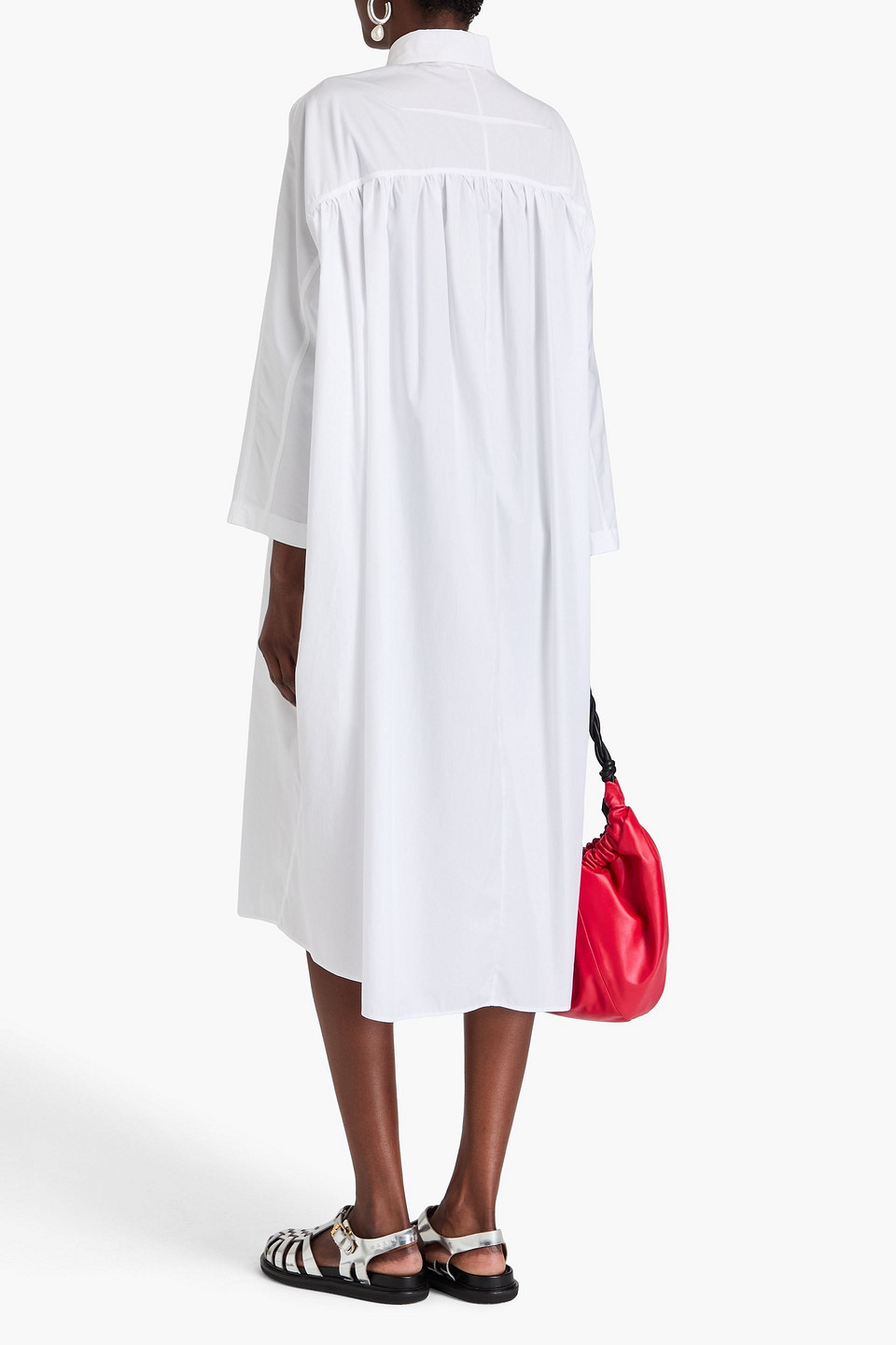 Marni Long-sleeved Cotton Shirtdress In White