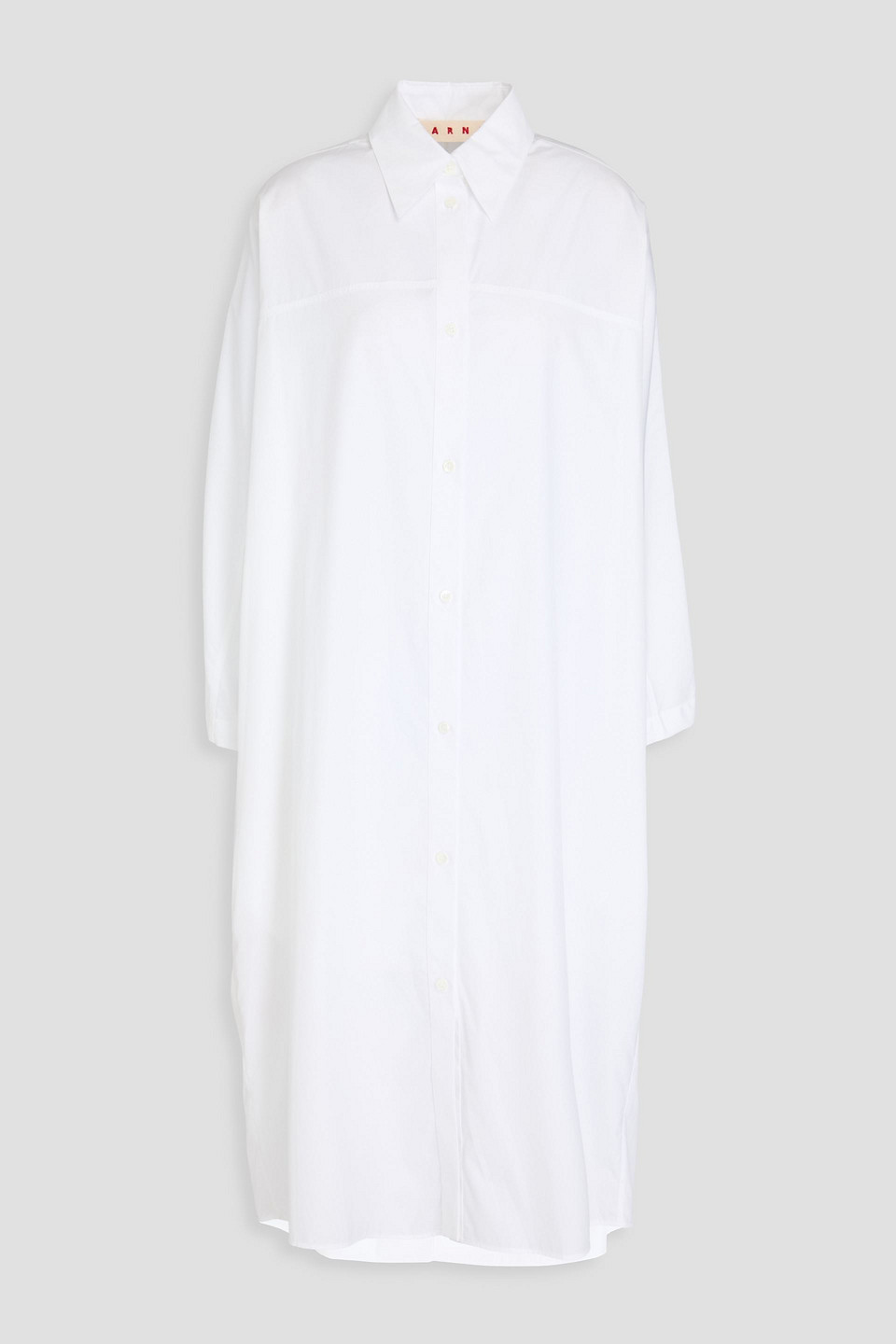 Marni Long-sleeved Cotton Shirtdress In White