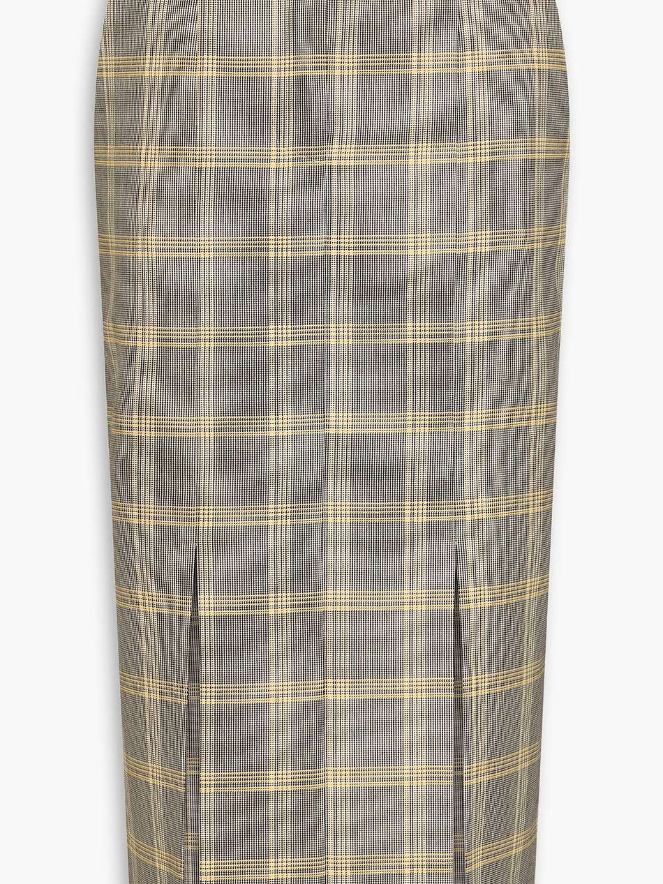 checked wool-blend midi skirt