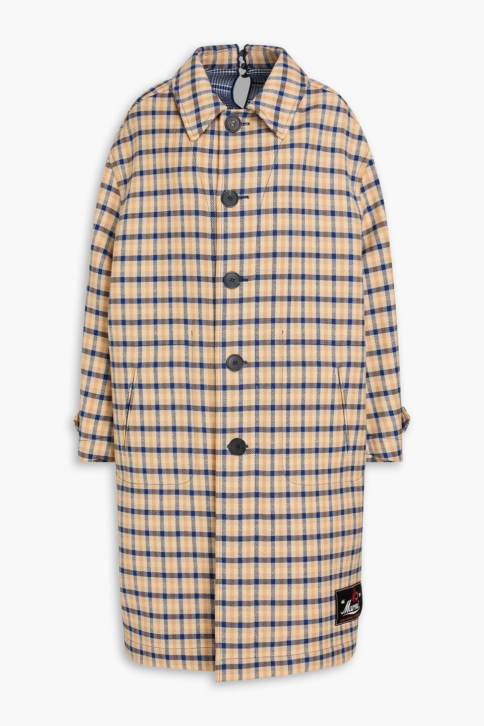 Marni Reversible Checked Wool-blend Coat In Saffron