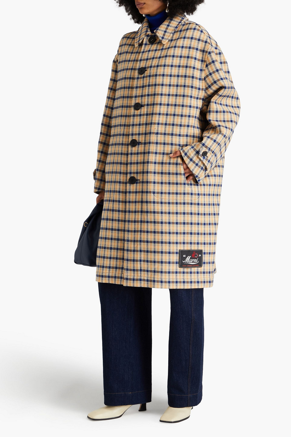 Marni Reversible Checked Wool-blend Coat In Saffron