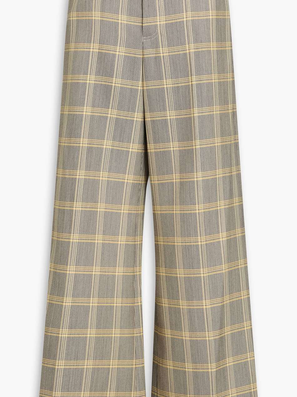 checked wool-blend wide-leg pants
