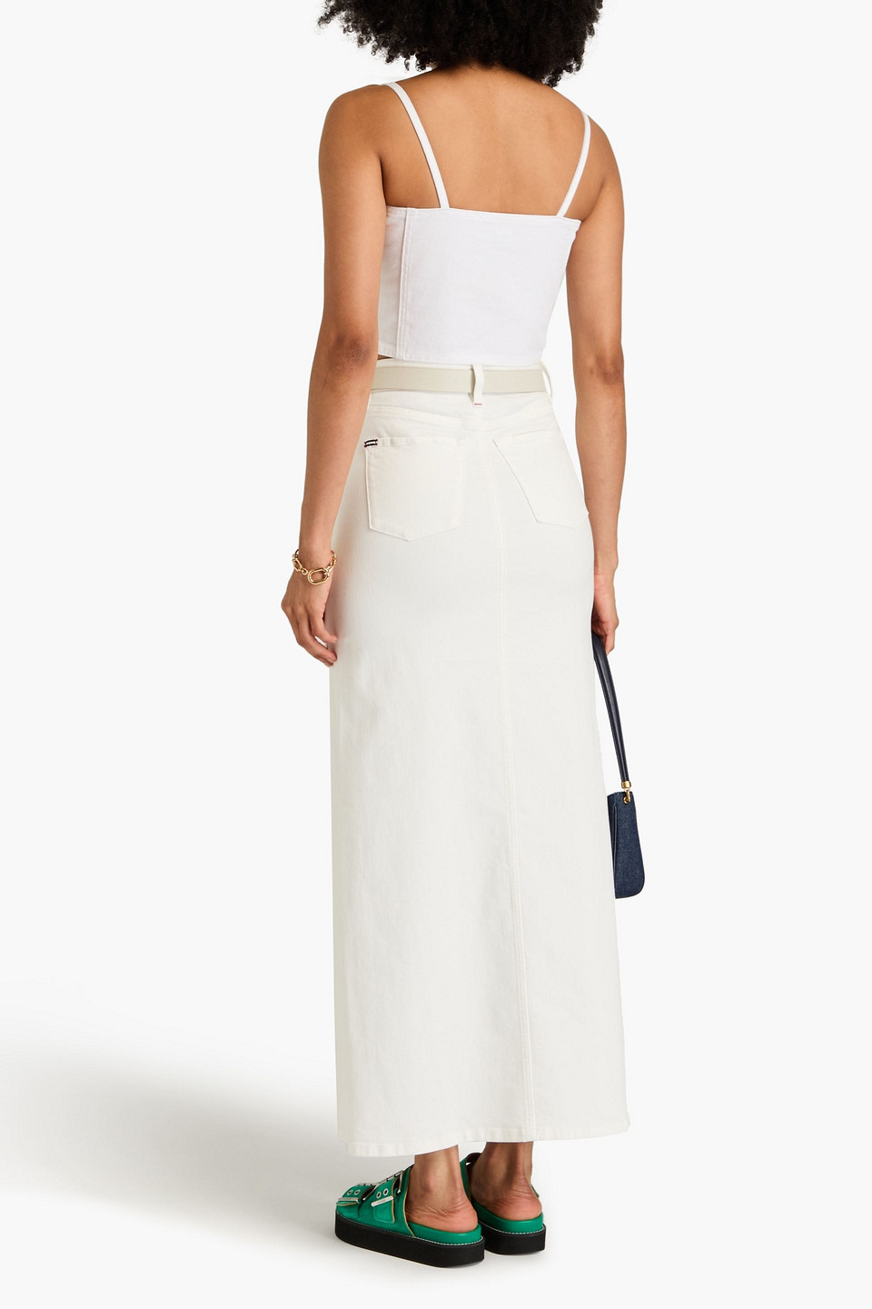 Alice And Olivia Rye High Rise Maxi Skirt In White