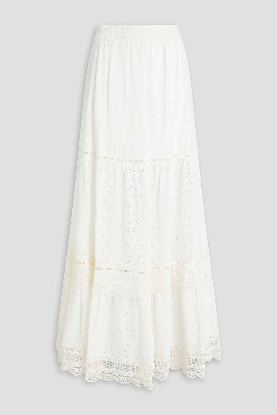 Alice And Olivia Reise Broderie Anglaise Cotton Maxi Skirt In Ivory