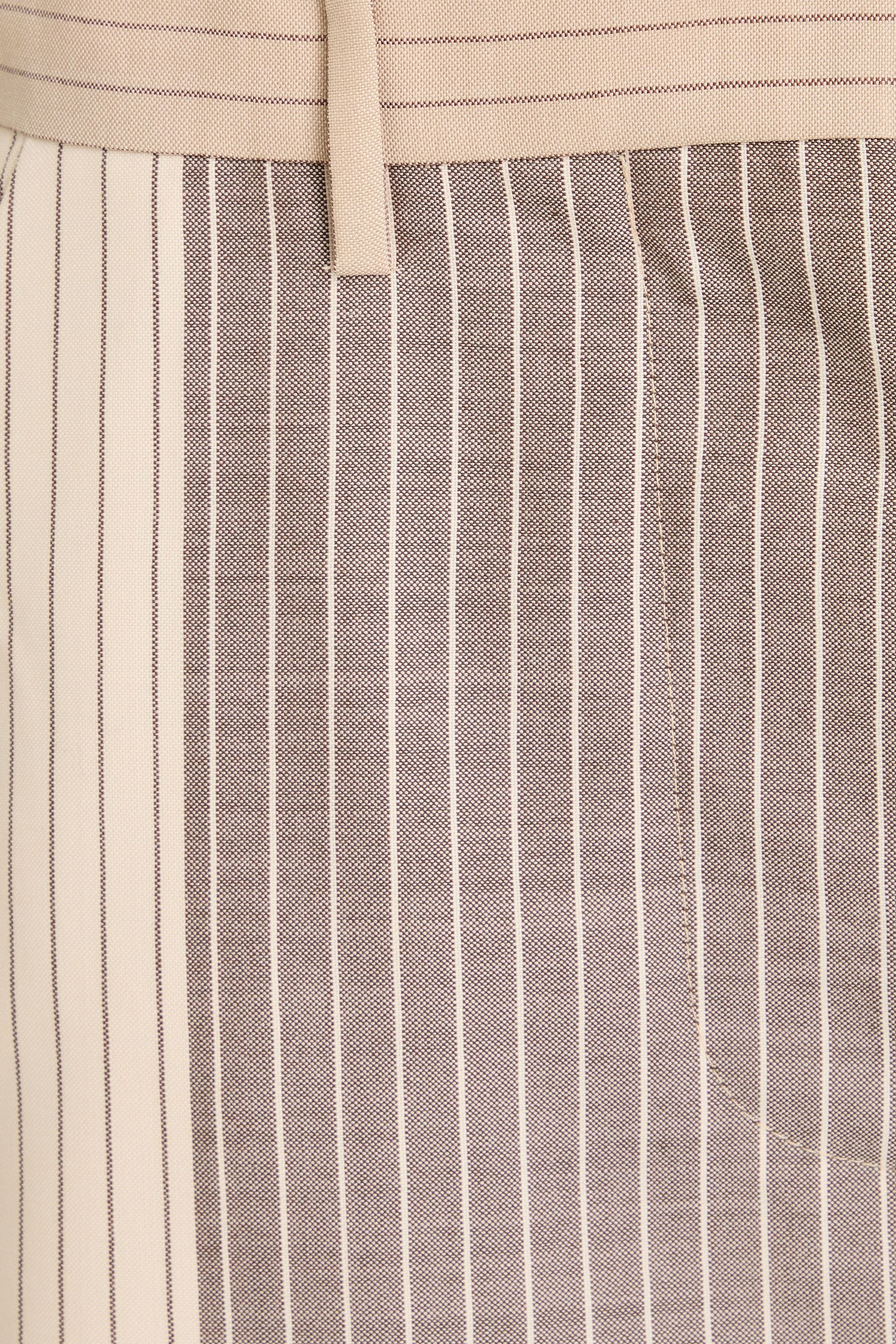 Marni Color-block pinstriped wool midi skirt thumbnail